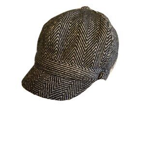Manhattan Hat Company Cadet Cap Knit Acrylic Herringbone Gray Black One Size
